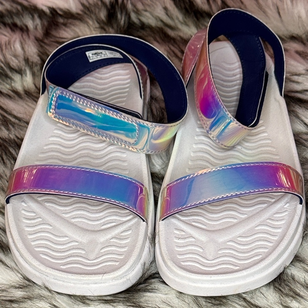 Womens Native iridescent vecro strap sandals